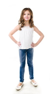 sevimli gülümseyen kız izole Jeans 