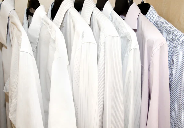 Men's shirts on hangers — Stock Photo, Image