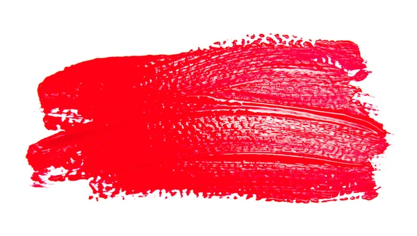 Goresan merah dari kuas cat terisolasi — Stok Foto