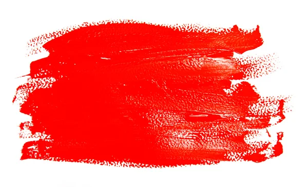 Goresan merah dari kuas cat terisolasi — Stok Foto