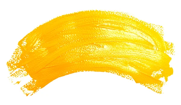 Yellow strokes of the paint brush isolated — Stock Photo, Image