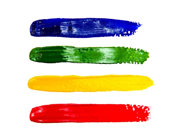 İzole boya fırça darbeleri çok renkli — Stok fotoğraf