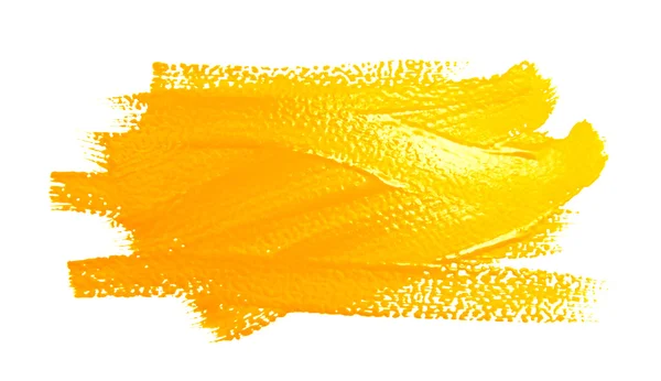 Yellow strokes of the paint brush isolated — Stock Photo, Image