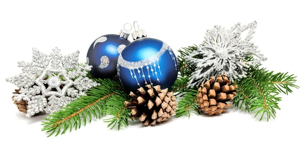 Christmas decoration balls with fir cones — Stock Photo, Image