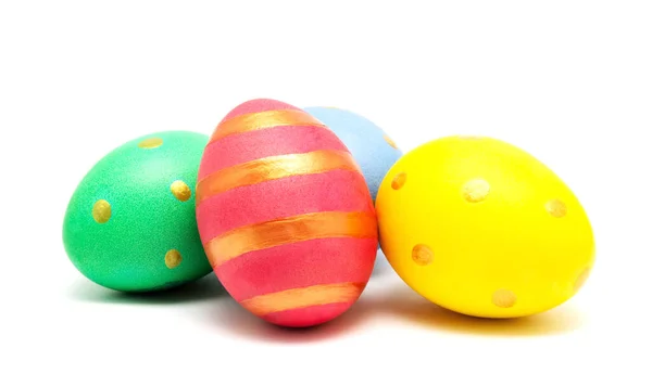Colorful Perfect Handmade Painted Easter Eggs Isolated White Background Closeup — Stock Photo, Image