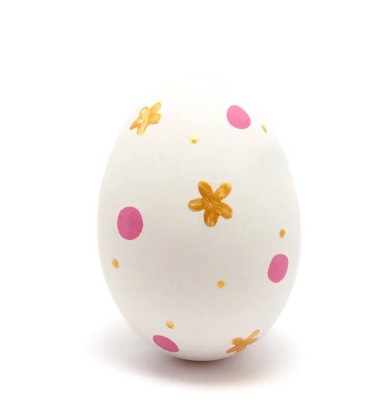 色彩艳丽的手工彩绘的复活节彩蛋 独立于白色背景特写 — 图库照片