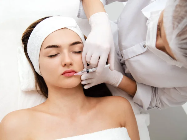 Woman Getting Cosmetic Injection Beauty Injections Cosmetology Young Woman Beauty Stock Photo