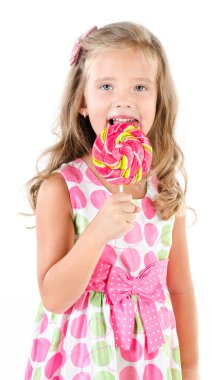 lolipop izole mutlu küçük kız