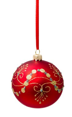 Hunging kırmızı Noel top izole