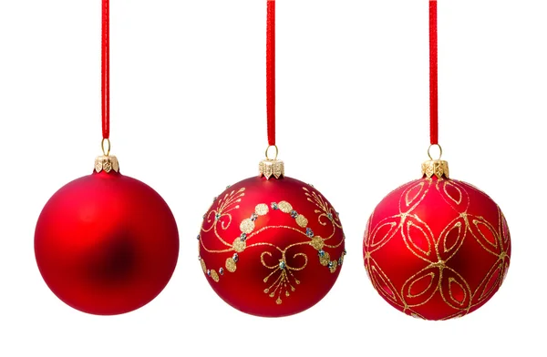 Hunging red christmas ball isolated — Stock Photo, Image