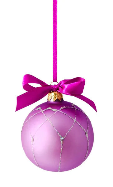 Hanging lilac christmas ball isolated — Stock Photo, Image
