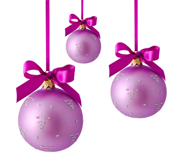 Hanging lilac christmas ball isolated — Stock Photo, Image