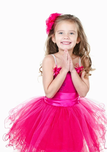 Adorable little girl in princess dress isolated — Stock Photo, Image