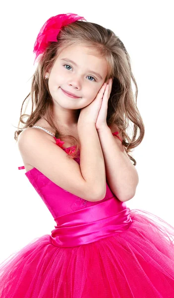 Adorable little girl in princess dress isolated — Stock Photo, Image