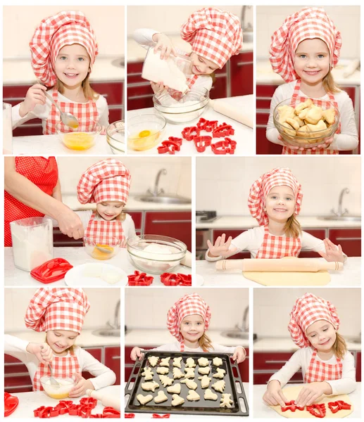 Raccolta di foto bambina cucina — Foto Stock