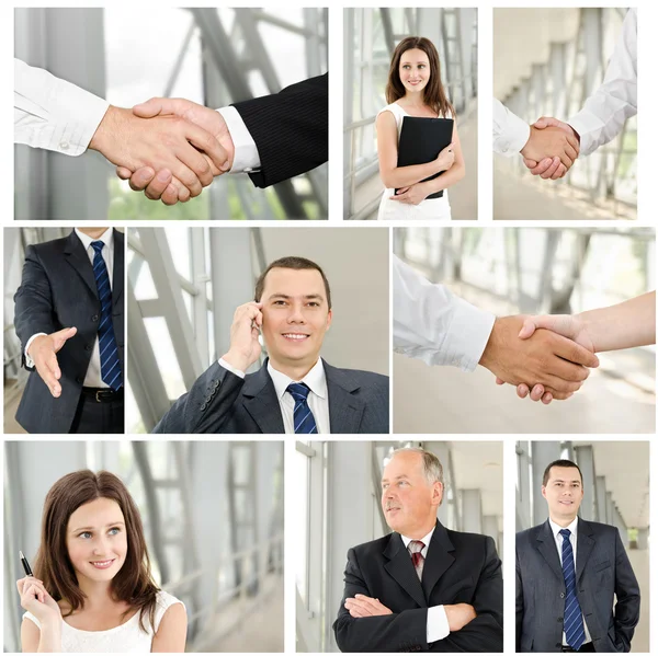 Raccolta di foto handshake uomo d'affari e donna d'affari — Foto Stock