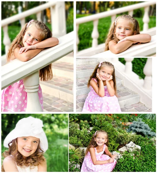 Sammlung von Fotos entzückendes lächelndes kleines Mädchen — Stockfoto