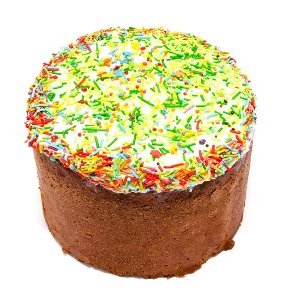 Traditional decorated easter cake kulich isolated — Stock Photo, Image