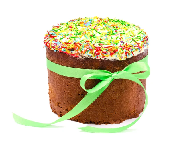 Traditional decorated easter cake kulich isolated — Stock Photo, Image