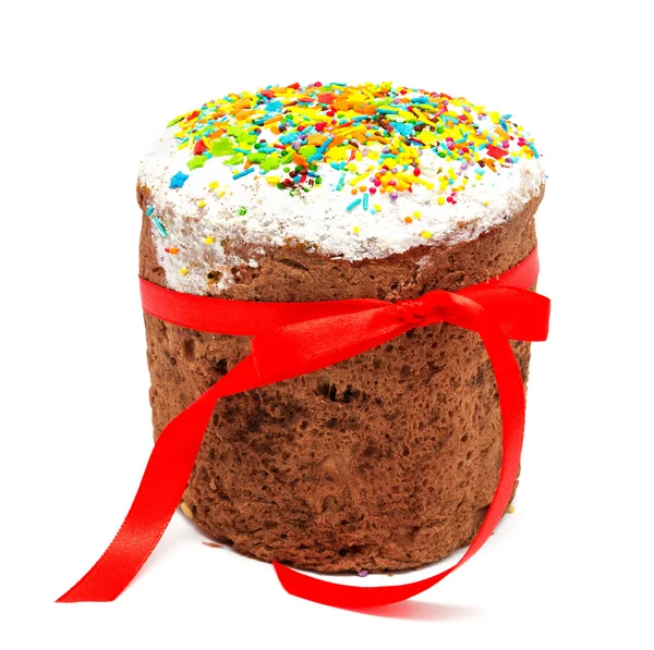 Traditional decorated easter cake kulich isolated — Stock Photo, Image