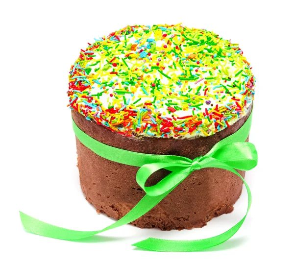 Traditional decorated easter cake kulich isolated — Stock Photo, Image