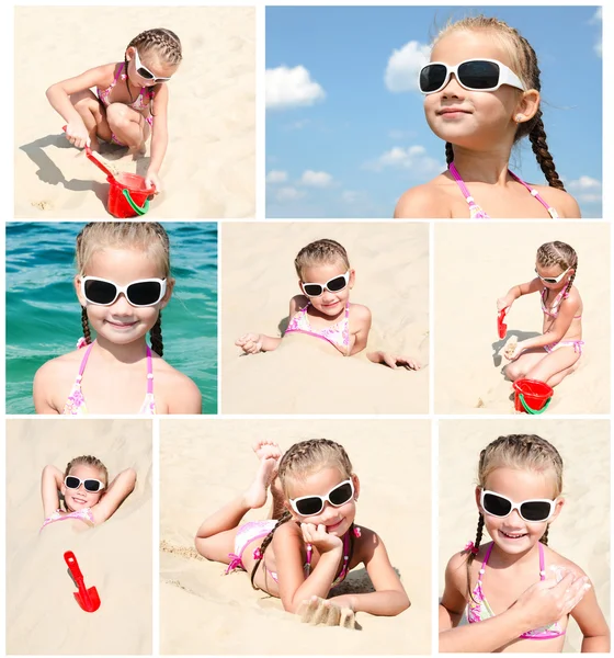 Collection of photos smiling cute little gir — Stock Photo, Image