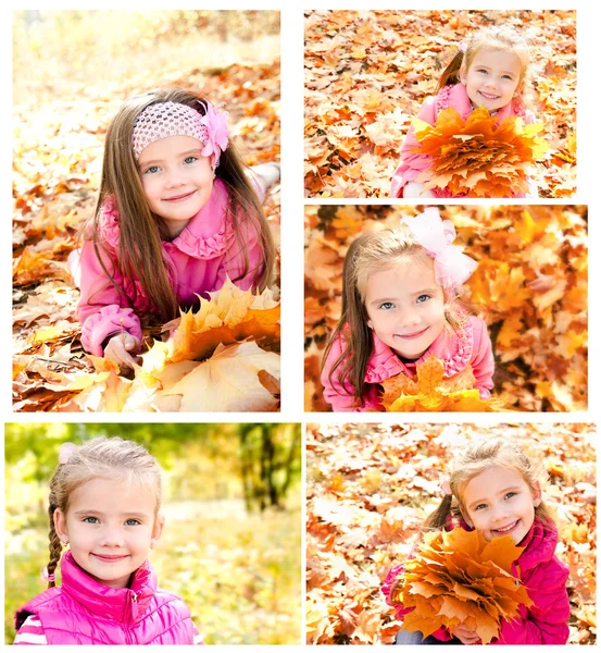 Sammlung von Fotos niedlich lächelndes kleines Mädchen — Stockfoto