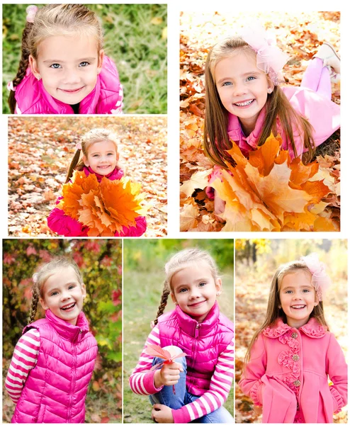 Collection of photos cute smiling little girl — Stock Photo, Image