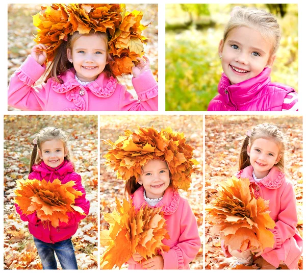 Collection of photos cute smiling little girl — Stock Photo, Image
