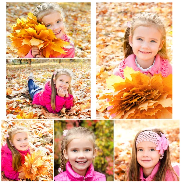 Collection of photos cute smiling little girl — Stock Photo, Image