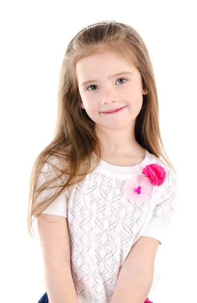 Retrato de sorrindo menina bonito isolado — Fotografia de Stock