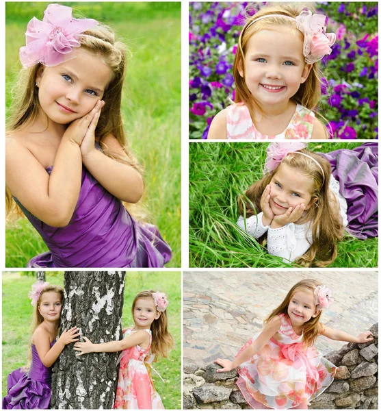 Collection of photos adorable smiling little girls — Stock Photo, Image