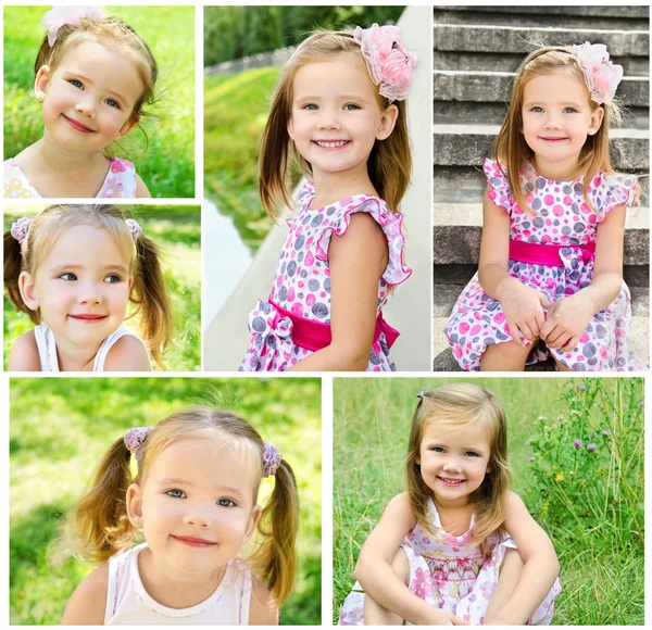 Colección de fotos retrato de adorable niña sonriente — Foto de Stock