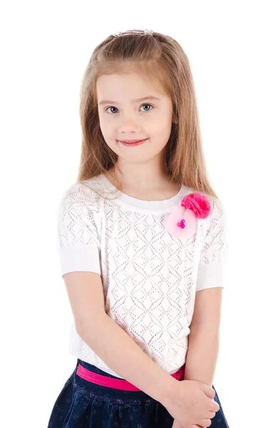 Retrato de sorrindo menina bonito isolado — Fotografia de Stock