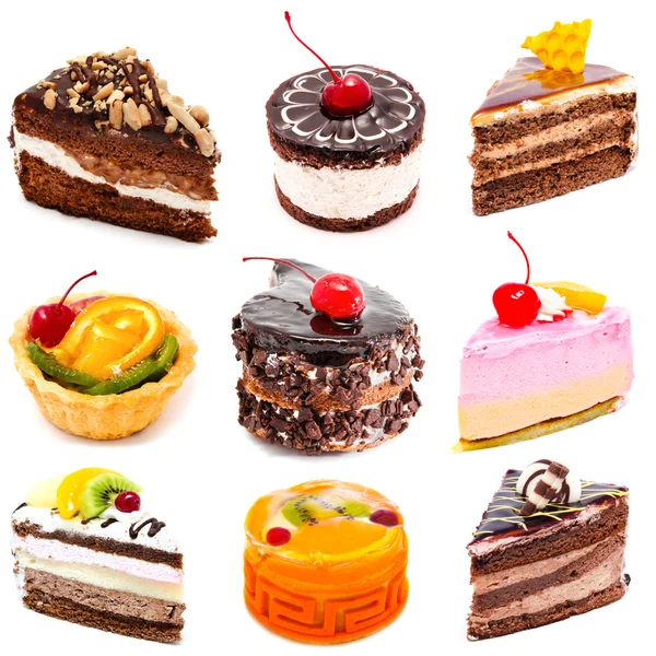 Collection of photos delicious cakes isolated — Stock Photo, Image