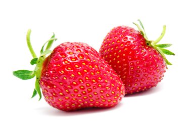 iki mükemmel kırmızı olgun çilek izole