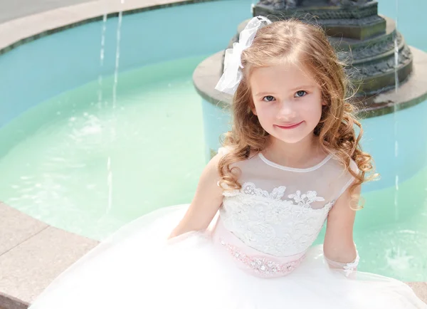 Adorable smiling little girl in princess dress — Stock Photo, Image