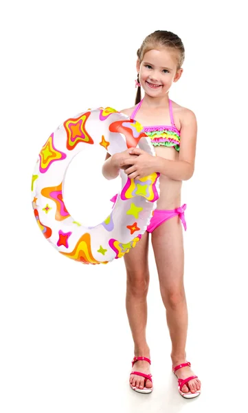 Schattig lachende klein meisje in zwembroek — Stockfoto
