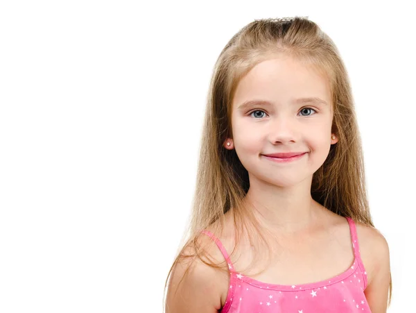 Portrait of smiling cute little girl isolated — Stock Photo, Image