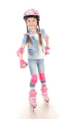 pink patenli sevimli gülümseyen küçük kız