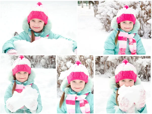 Collection of photos smiling cute little girl — Stock Photo, Image