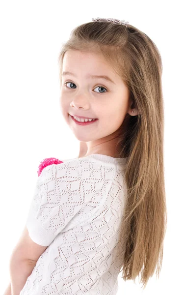 Porträt des lächelnden süßen kleinen Mädchens isoliert — Stockfoto