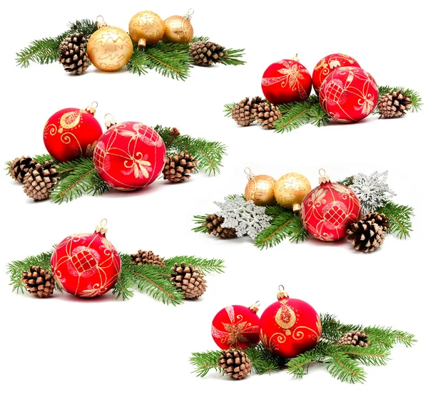 Coleção de fotos bolas de decoração de Natal — Fotografia de Stock