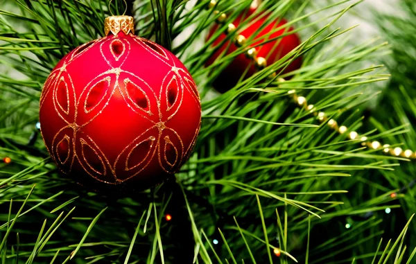 Noel top köknar ağacı üzerinde asılı — Stok fotoğraf
