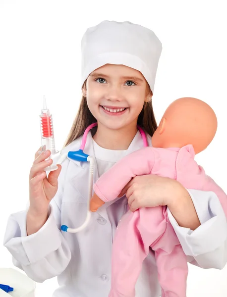 Adorável menina brincando no médico — Fotografia de Stock