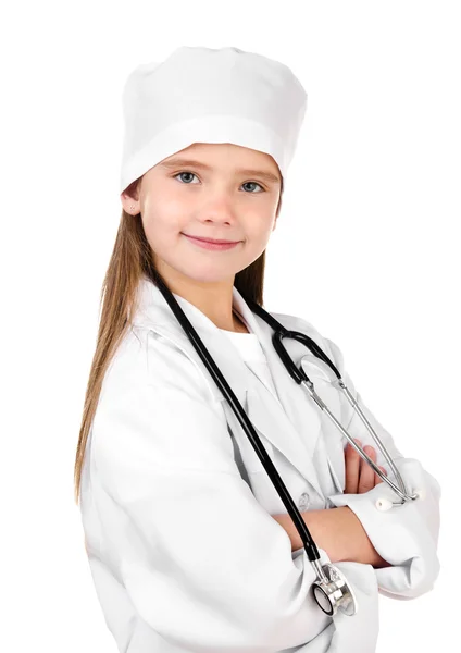 Adorable little girl dressed as a doctor with stethoscope Stock Photo