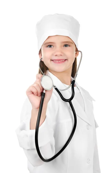 Adorable smiling little girl dressed as a doctor Royalty Free Stock Photos