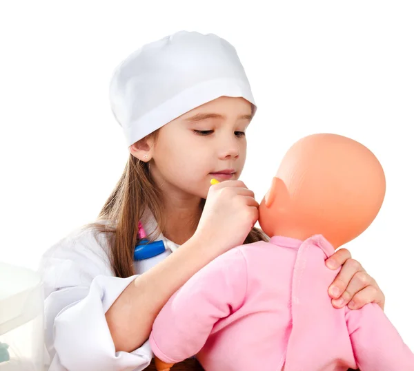 Adorável menina brincando no médico — Fotografia de Stock