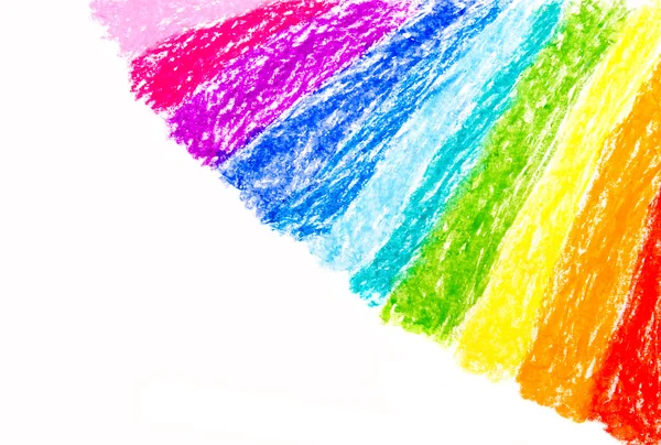 Wax crayon hand tekening regenboog — Stockfoto