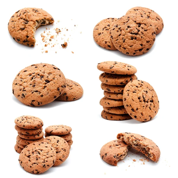 Samling av bilder chocolate chip cookies — Stockfoto